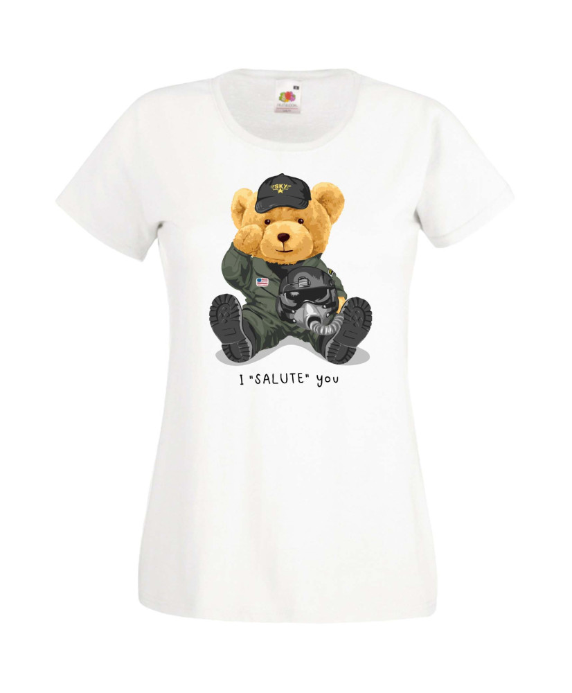 Дамска Тениска Cute Cuddly Teddy Bear I Salute You Дамска Тениска Cute Cuddly Teddy Bear I Salute You