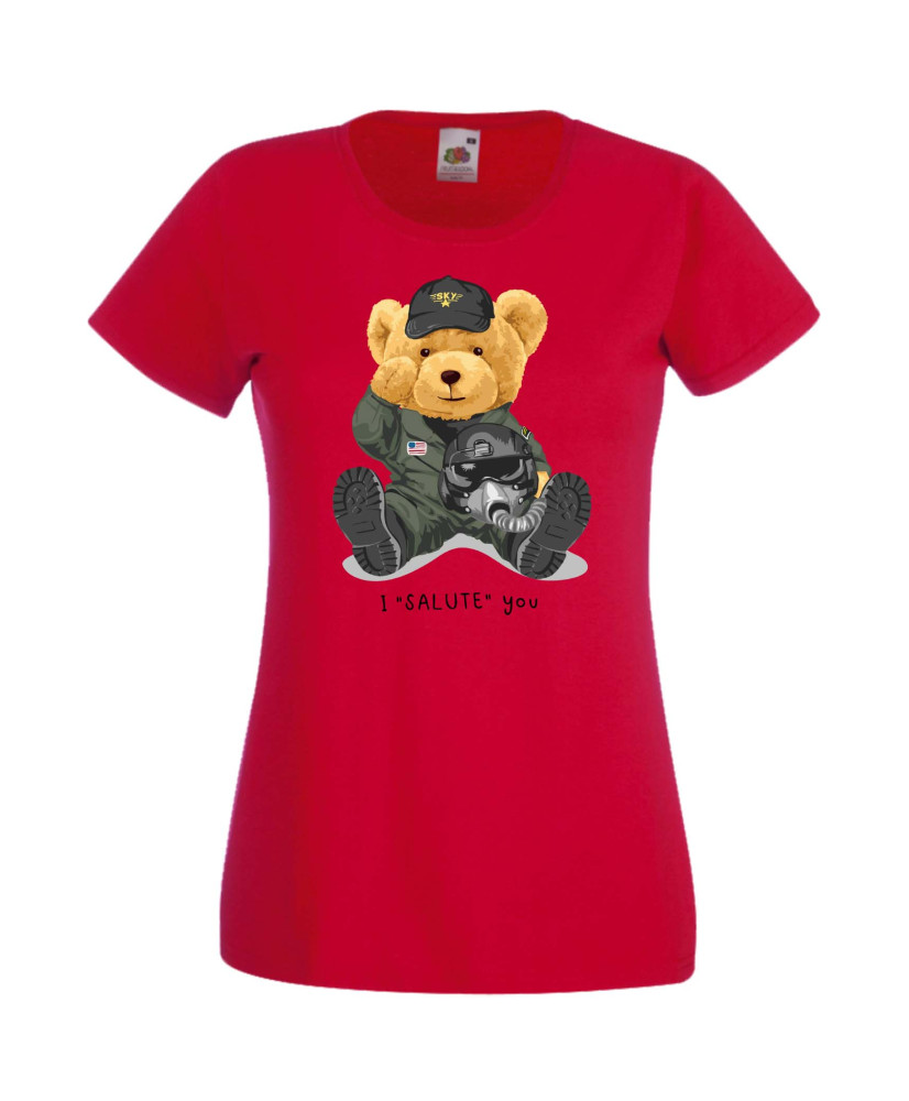 Дамска Тениска Cute Cuddly Teddy Bear I Salute You Дамска Тениска Cute Cuddly Teddy Bear I Salute You