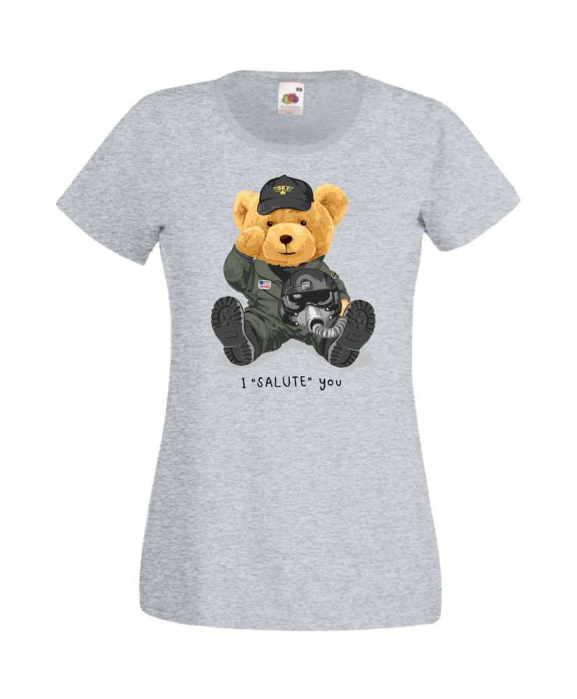 Дамска Тениска Cute Cuddly Teddy Bear I Salute You Дамска Тениска Cute Cuddly Teddy Bear I Salute You
