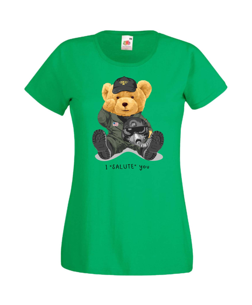 Дамска Тениска Cute Cuddly Teddy Bear I Salute You Дамска Тениска Cute Cuddly Teddy Bear I Salute You