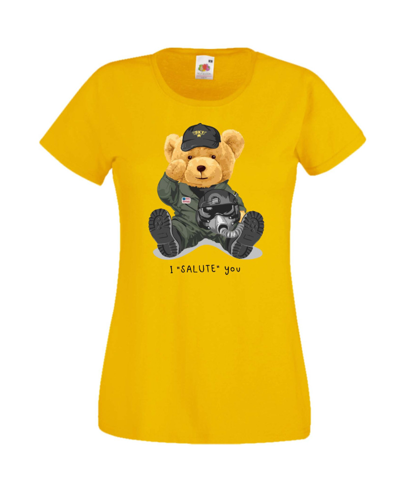 Дамска Тениска Cute Cuddly Teddy Bear I Salute You