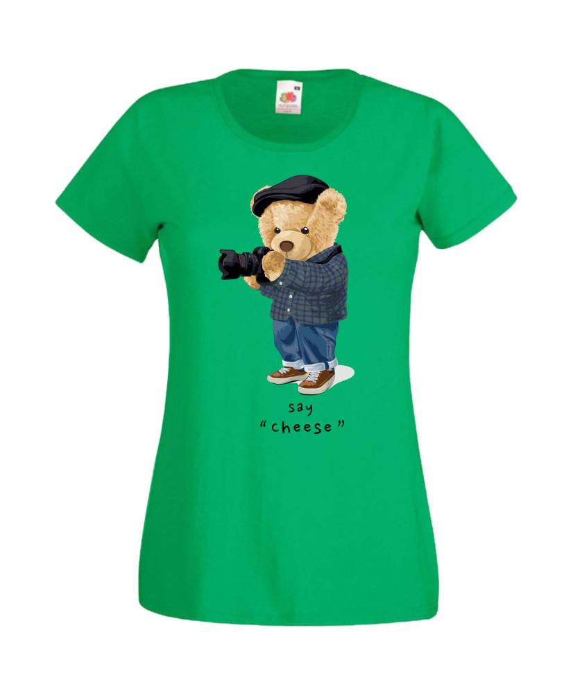 Дамска Тениска Cute Cuddly Teddy Bear Say Cheese Дамска Тениска Cute Cuddly Teddy Bear Say Cheese