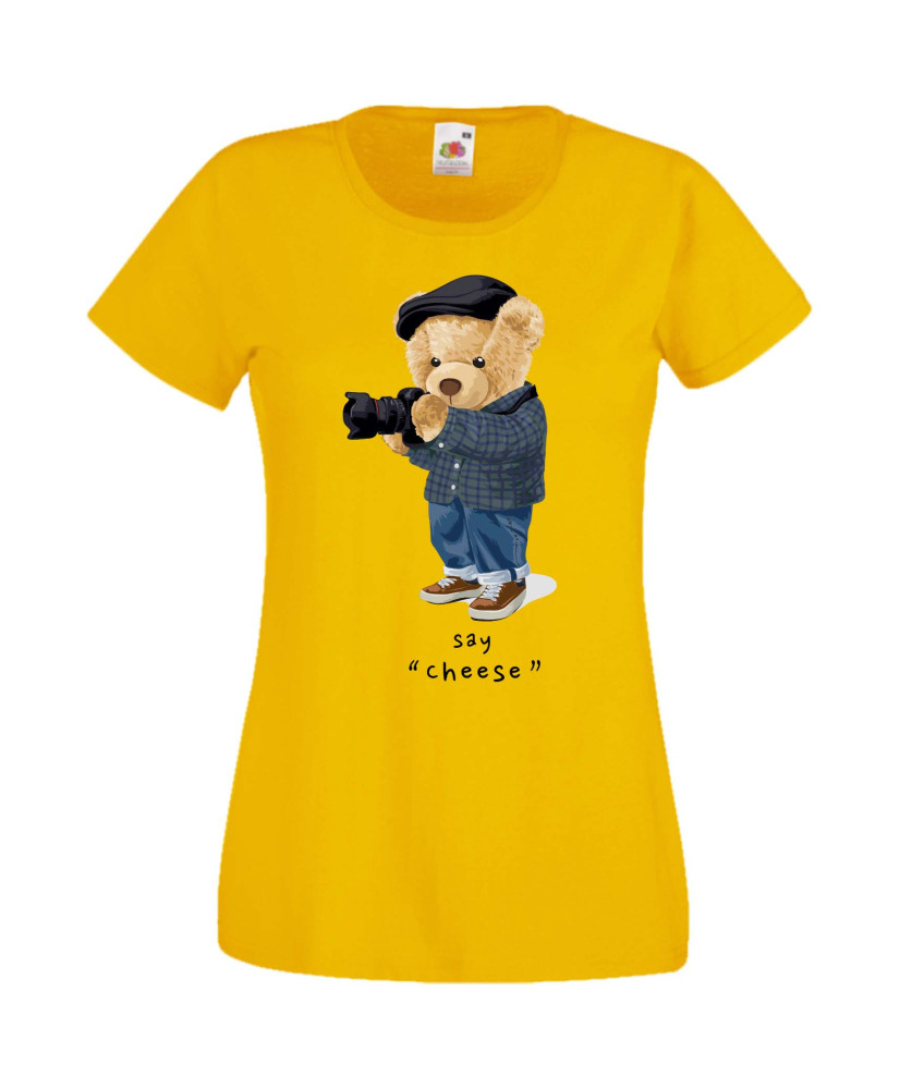 Дамска Тениска Cute Cuddly Teddy Bear Say Cheese Дамска Тениска Cute Cuddly Teddy Bear Say Cheese