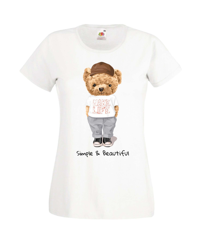 Дамска Тениска Cute Cuddly Teddy Bear Simple And Beautiful Дамска Тениска Cute Cuddly Teddy Bear Simple And Beautiful