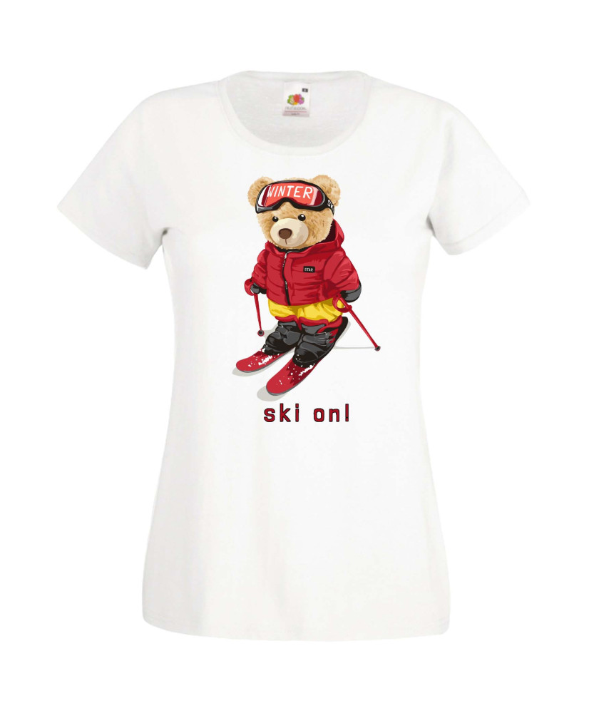 Дамска Тениска Cute Cuddly Teddy Bear Ski On Дамска Тениска Cute Cuddly Teddy Bear Ski On