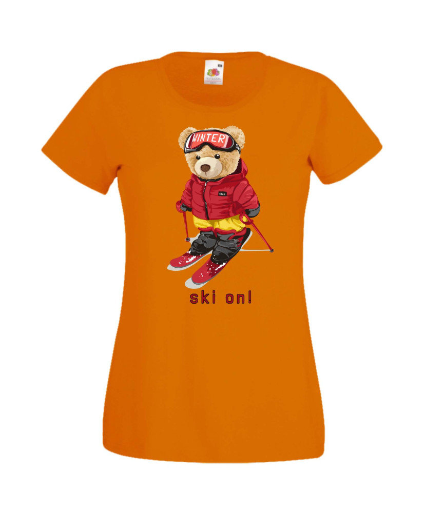 Дамска Тениска Cute Cuddly Teddy Bear Ski On Дамска Тениска Cute Cuddly Teddy Bear Ski On