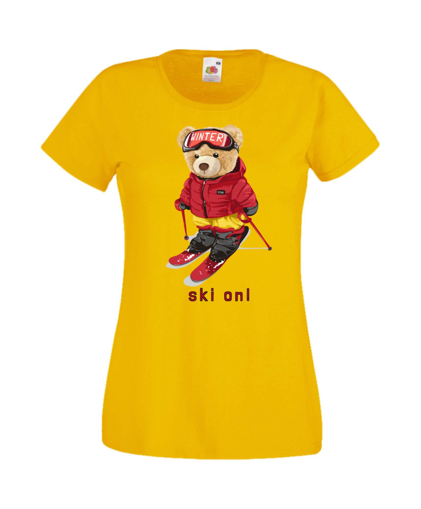 Дамска Тениска Cute Cuddly Teddy Bear Ski On Дамска Тениска Cute Cuddly Teddy Bear Ski On