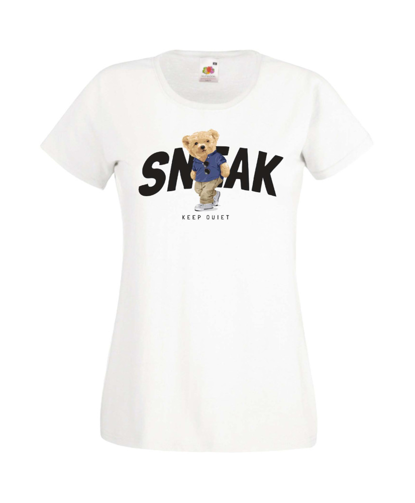 Дамска Тениска Cute Cuddly Teddy Bear Sneak Keep Quiet Дамска Тениска Cute Cuddly Teddy Bear Sneak Keep Quiet