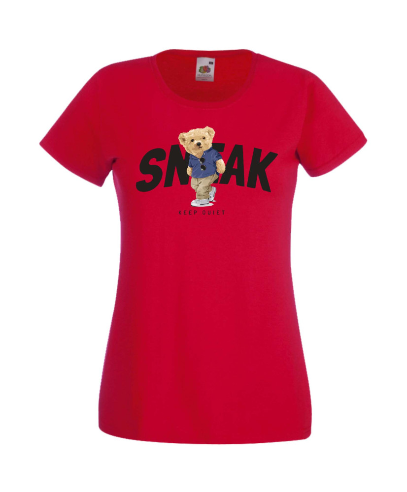 Дамска Тениска Cute Cuddly Teddy Bear Sneak Keep Quiet