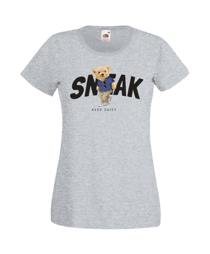 Дамска Тениска Cute Cuddly Teddy Bear Sneak Keep Quiet Дамска Тениска Cute Cuddly Teddy Bear Sneak Keep Quiet