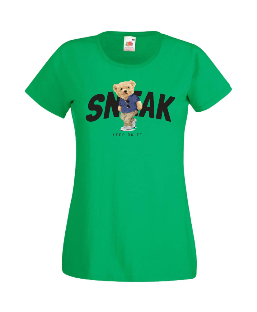 Дамска Тениска Cute Cuddly Teddy Bear Sneak Keep Quiet Дамска Тениска Cute Cuddly Teddy Bear Sneak Keep Quiet