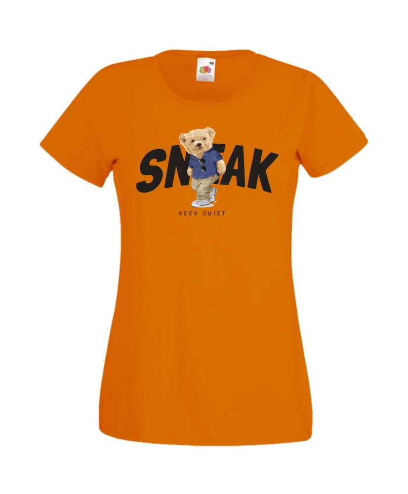 Дамска Тениска Cute Cuddly Teddy Bear Sneak Keep Quiet Дамска Тениска Cute Cuddly Teddy Bear Sneak Keep Quiet