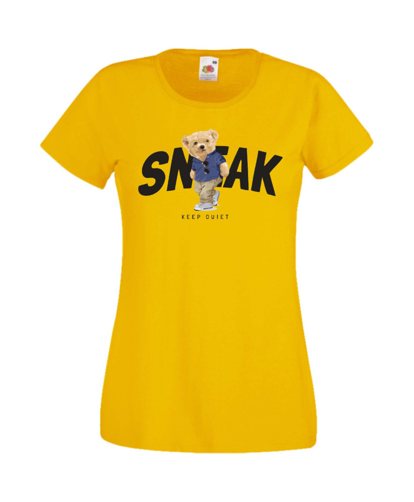 Дамска Тениска Cute Cuddly Teddy Bear Sneak Keep Quiet