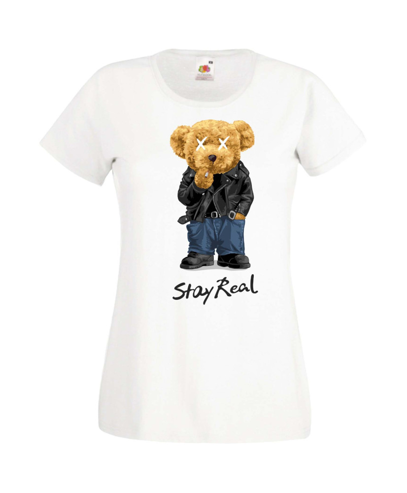 Дамска Тениска Cute Cuddly Teddy Bear Stay Real Дамска Тениска Cute Cuddly Teddy Bear Stay Real