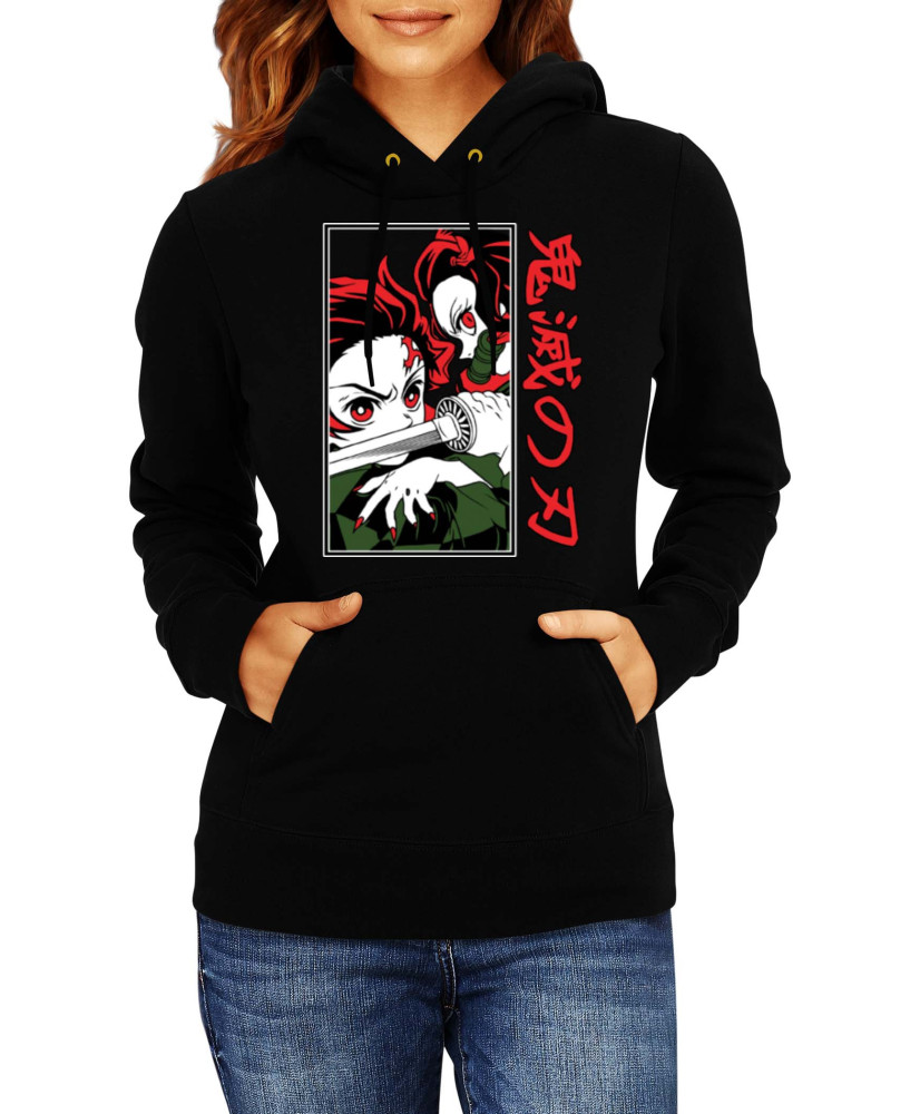 Дамски Суитшърт Japan Animation Manga Anime Comics Demon Slayer Tanjiro Nezuko Fighting