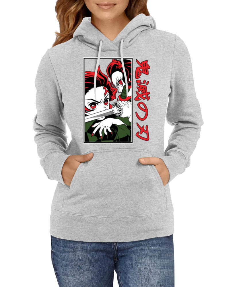 Дамски Суитшърт Japan Animation Manga Anime Comics Demon Slayer Tanjiro Nezuko Fighting