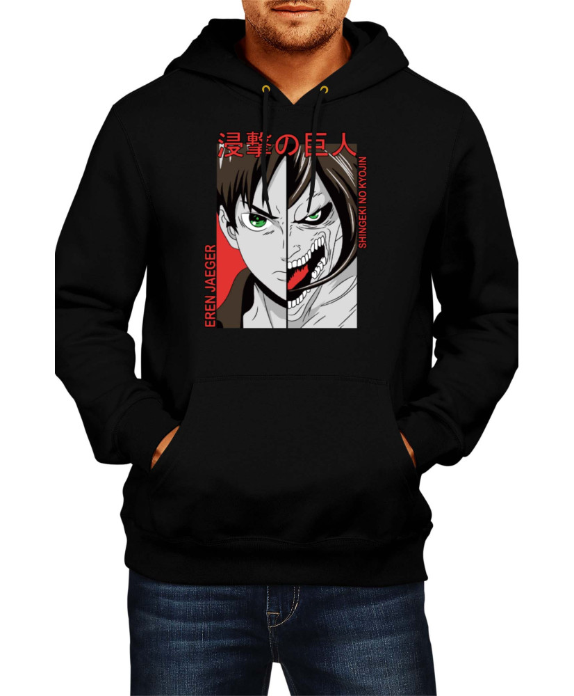 Мъжки Суитшърт Japan Animation Manga Anime Comics Attack On Titan Eren Jaeger 001