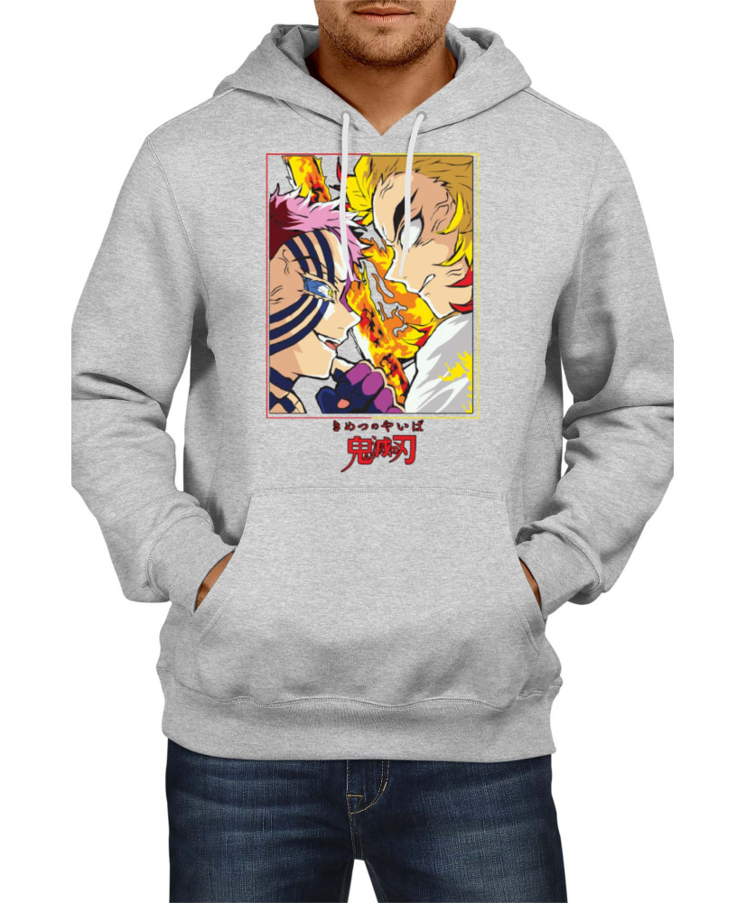 Мъжки Суитшърт Japan Animation Manga Anime Comics Demon Slayer Rengoku Vs Akaza