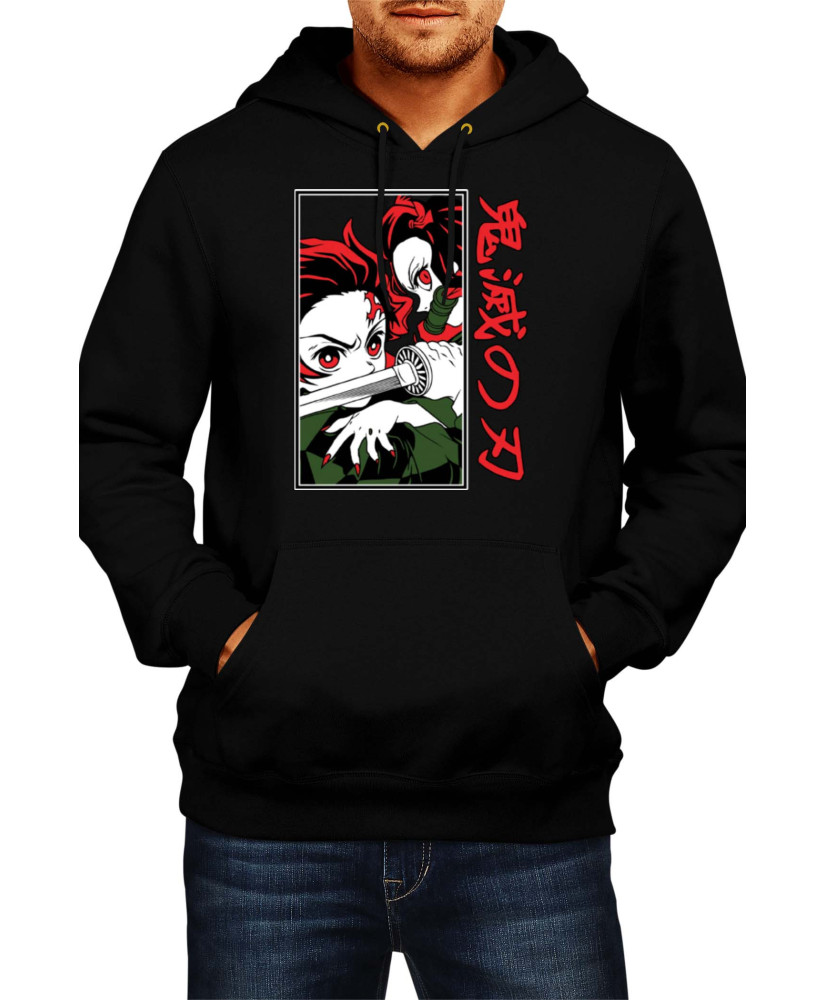 Мъжки Суитшърт Japan Animation Manga Anime Comics Demon Slayer Tanjiro Nezuko Fighting