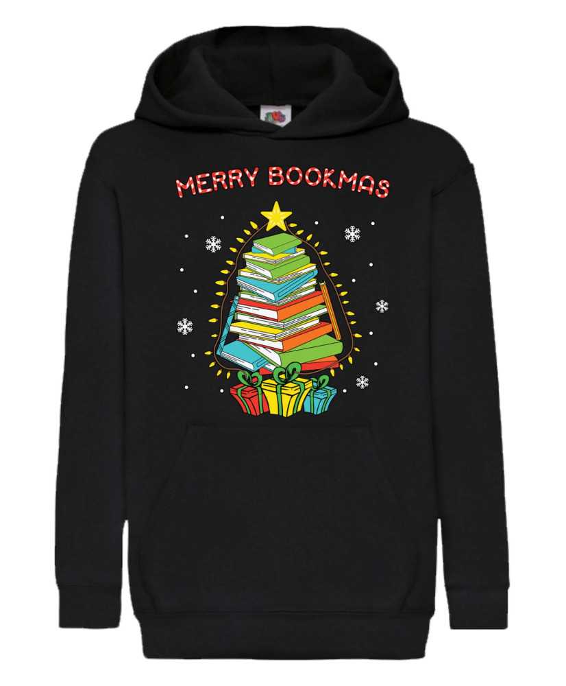 Детски Коледен Суитшърт Merry Bookmas Books Christmas Tree