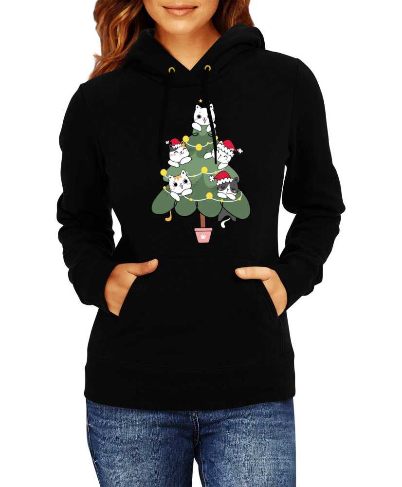 Дамски Коледен Суитчър Cat Xmas Tree 02