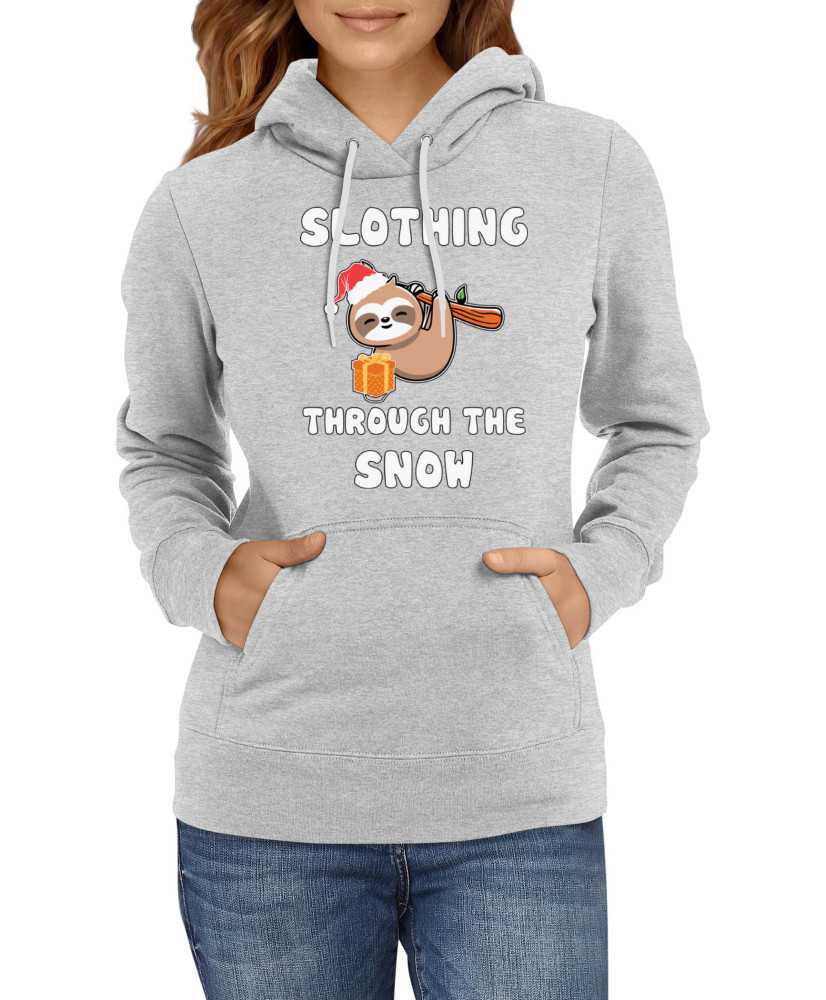 Дамски Коледен Суитчър Slothing Through The Snow