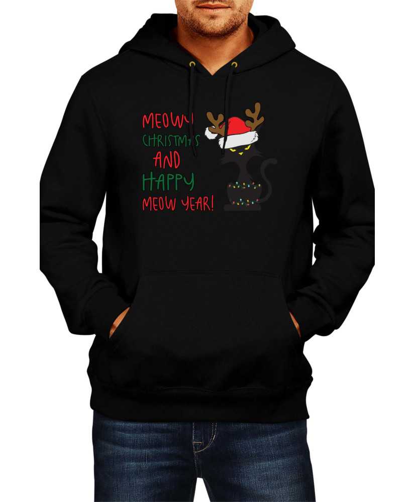 Мъжки Коледен Суитчър Meowy Christmas And Happy Meow Year