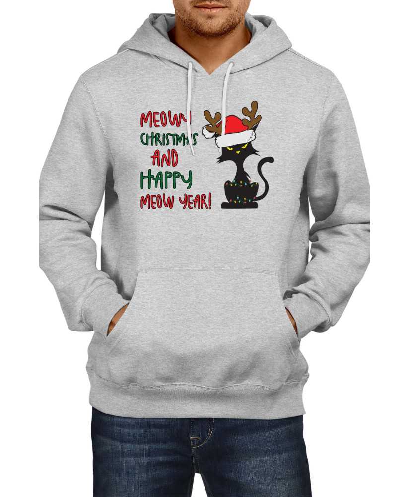 Мъжки Коледен Суитчър Meowy Christmas And Happy Meow Year