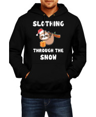 Мъжки Коледен Суитчър Slothing Through The Snow