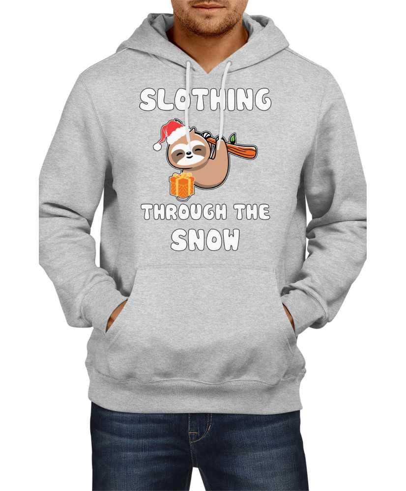 Мъжки Коледен Суитчър Slothing Through The Snow