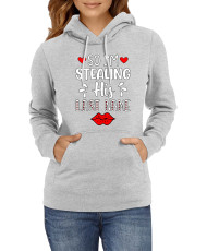 Дамски Сутичър Power Couple Valentine Day Love I Stole Her Heart So I Am Stealing His Last Name Lady Woman