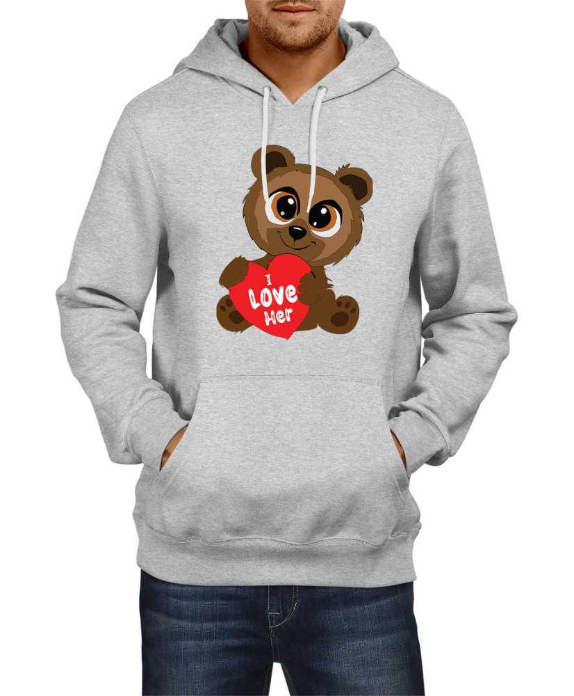 Мъжки Суитчър Power Couple Valentine Day Love I Love Her Cute Bear Man